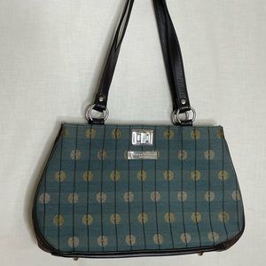 Karen Wilson teal tote/purse. One of a kind. Handcrafted. Fabric purse.